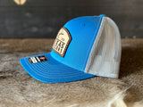 Trucker Hat Leather Patch (cobalt blue/grey)