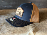 Trucker Hat Leather Patch (navy/caramel)